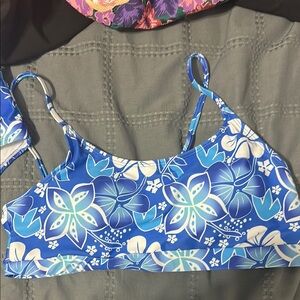 Blue Floral Bikini Top